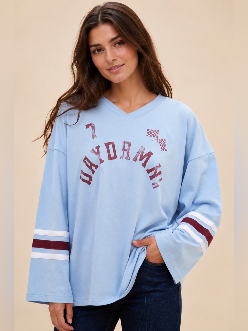 NWT DAYDREAMER Graphic Hockey Jersey | Blue MSRP $65 Size S/M